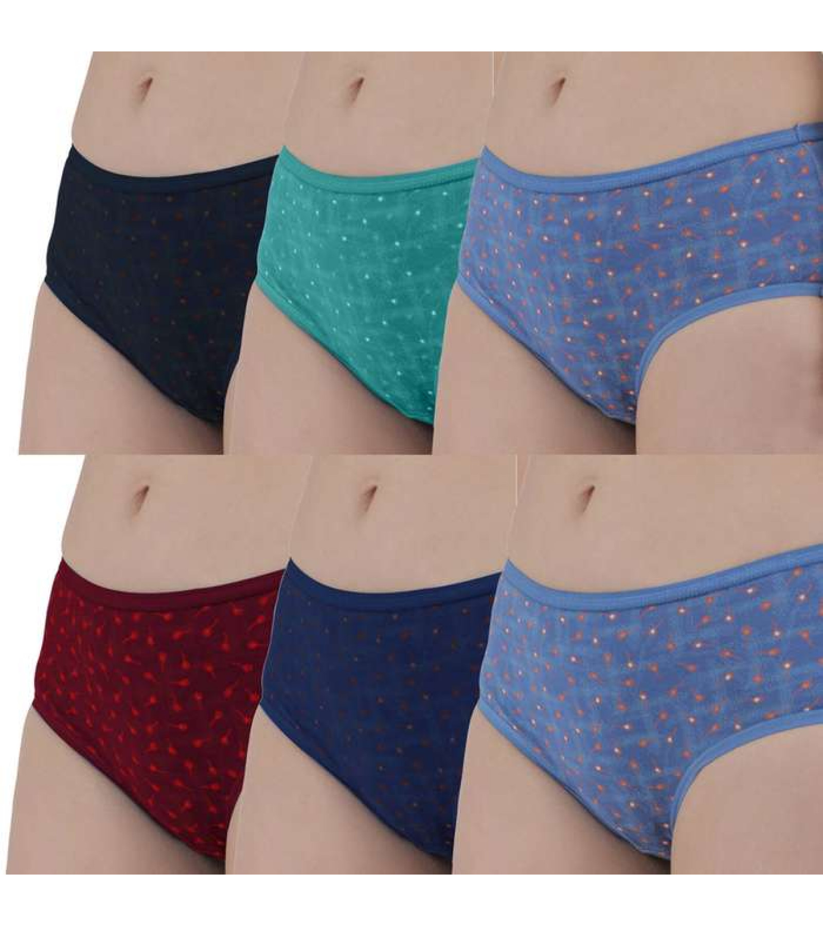 Vink Multicolor Womens Printed Panty Pack of 6 | Outer Elastic